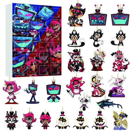 Discover 2025 Hazbin Hotel Christmas Countdown Calendar 2D Acrylic Anime Pendant Decor