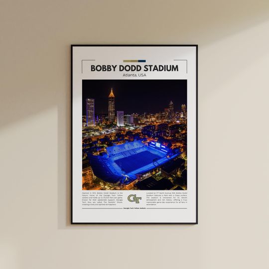 Discover Bobby Dodd Stadium Print | Georgia Tech Yellow Jackets Poster | Vintage football Print | Collage Football | Printable Wall Art | Travel Print