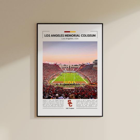 Discover Los Angeles Memorial Coliseum Print | USC Trojans Poster | Vintage football Print | Collage Football | Printable Wall Art | Travel Print