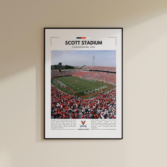 Scott Stadium Print | Virginia Cavaliers Poster | Vintage football Print | Collage Football | Printable Wall Art | Travel Print