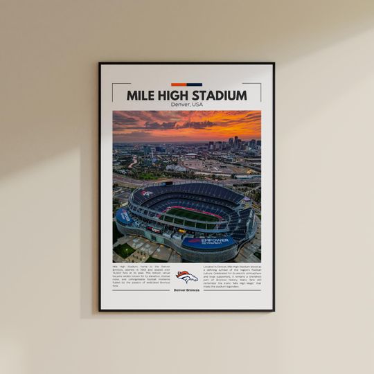 Mile High Stadium | Denver Broncos Poster | Vintage football Print | Collage Football | Travel Print