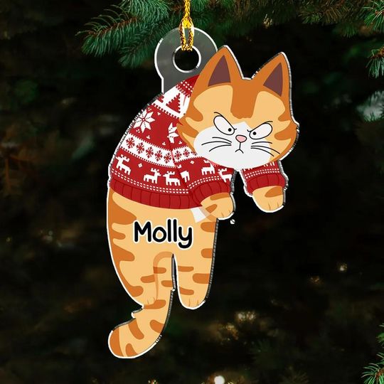 Discover Custom Cats Acrylic Ornament, Funny Hanging Ornament, Cute Christmas Tree Flat 2D Ornament, Christmas Gift for Cat Lovers, Pet Lovers, Cat Mom, Cat Dad