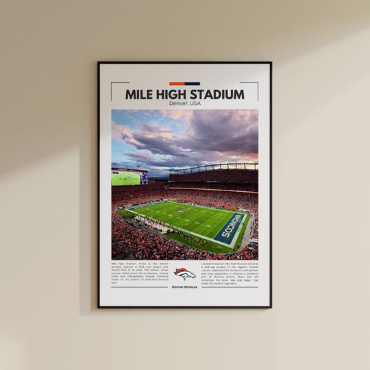 Mile High Stadium | Denver Broncos Poster | Vintage football Print | Collage Football | Travel Print