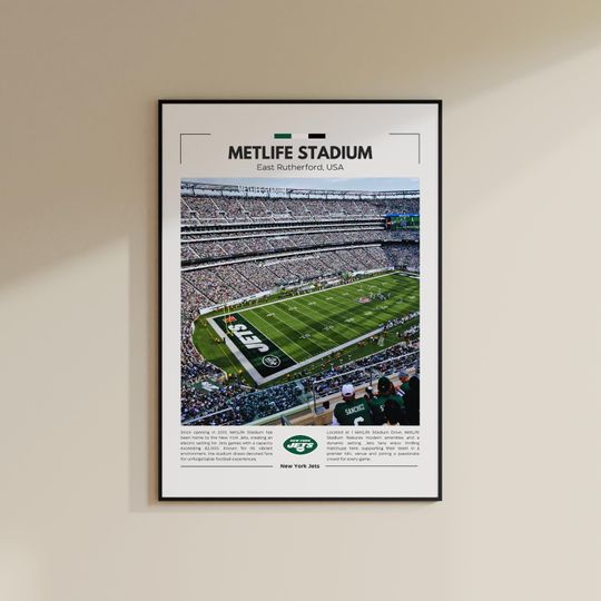 Discover Metlife Stadium | New York Jets Poster | Vintage football Print | Collage Football | Travel Print