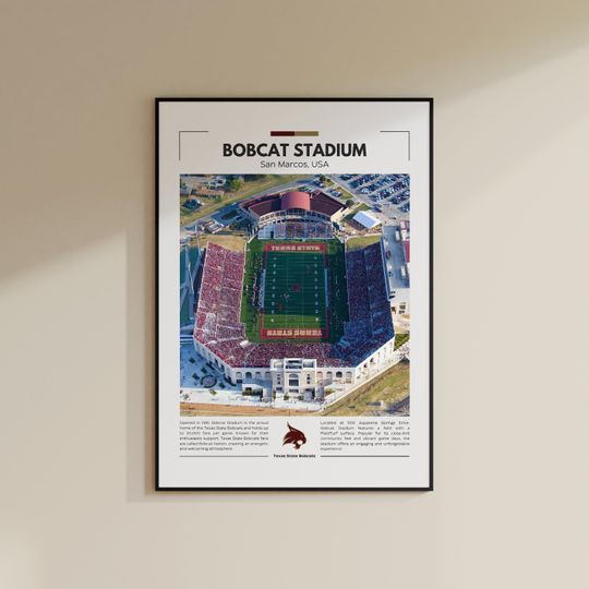 Discover Bobcat Stadium Print | Texas State Bobcats Poster | Vintage football Print | Collage Football | Printable Wall Art | Travel Print
