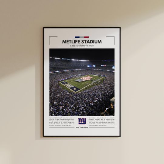Discover Metlife Stadium | New York Glants Poster | Vintage football Print | Collage Football | Travel Print