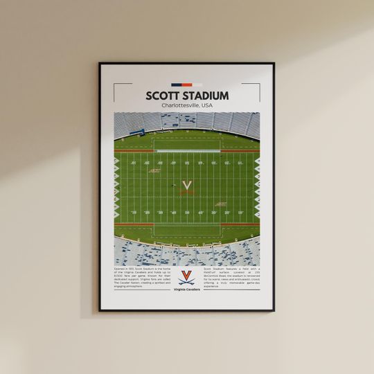 Discover Scott Stadium Print | Virginia Cavaliers Poster | Vintage football Print | Collage Football | Printable Wall Art | Travel Print