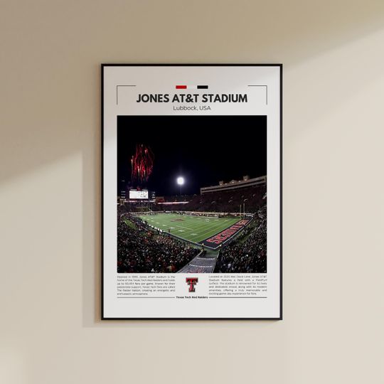 Jones AT&T Stadium Print | Texas Tech Red Raiders Poster | Vintage football Print | Collage Football | Printable Wall Art | Travel Print