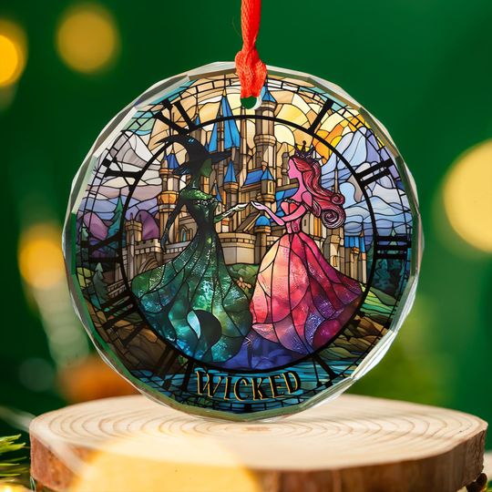 Wicked Musical Glass Ornament, Elphaba & Glinda, Witches of Oz