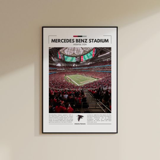 Discover Mercedes Benz Stadium Print | Atlanta Falcons Poster | Vintage football Print | Collage Football | Printable Wall Art | Travel Print
