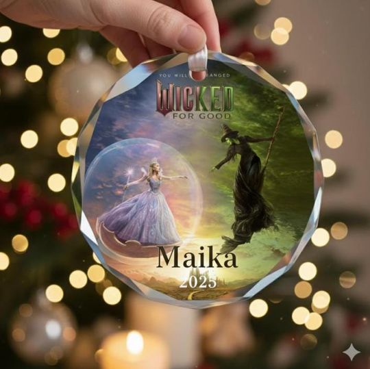 Personalized Wicked Changed for Good Glass Ornament 2025, Elphaba and Glinda Keepsake, Wicked the Musical Gift,Emerald City Fantasy Bauble