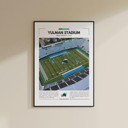 Discover Yulman Stadium Print | Tulane Green Wave Poster | Vintage football Print | Collage Football | Printable Wall Art | Travel Print