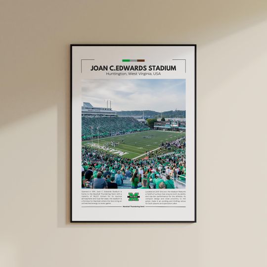 Discover Joan C. Edwards Stadium Print | Marshall Thundering Herd Poster | Vintage Football Art