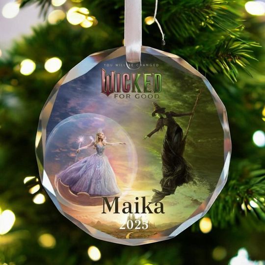 Wicked For Good Ornament, Broadway Glass Keepsake, Elphaba & Glinda Ornament, Personalized Theater Gift 2025, Musical Fan Christmas Decor