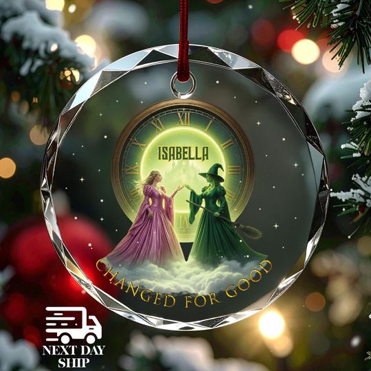 Personalized Wicked Name Ornament, Changed For Good, Custom Glinda Ornament, Wicked Lover Ornament Gift, Fantasy Christmas Ornament