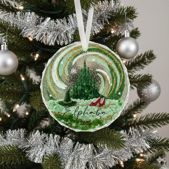Personalized Wicked Christmas Ornament, Wicked Glass Ornament, Wicked the Musical Christmas Ornaments, Christmas Gift, Gift For Witch Fan