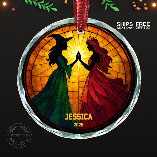 Personalized Wicked Glass Ornament 2025, Fantasy Ornament, Elphaba And Glinda Christmas Ornament, Wicked Movie, Wicked The Musical Gift