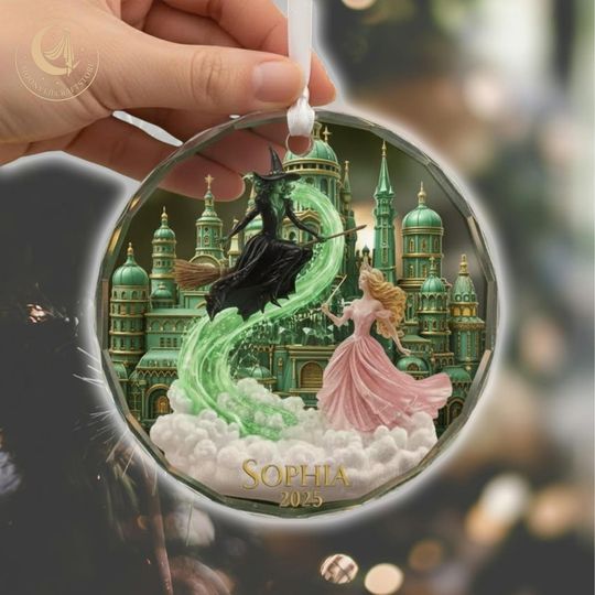 Wicked Glass Ornament, Wicked Changed For Good Ornament, Wicked Musical Ornament, Glinda and Elphaba Christmas Ornament, Broadway Fan Gift