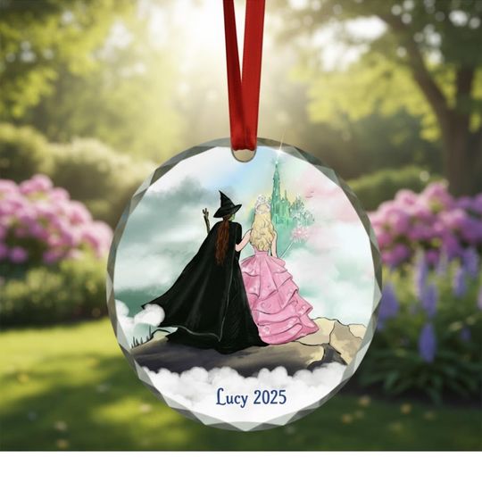 Personalized Wicked Ornament 2025, Elphaba and Glinda Christmas Ornament, Wicked The Musical Gift, Emerald City Fantasy Xmas Ornament