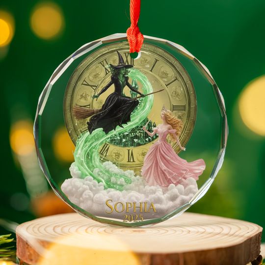 Personalized Wicked Ornament 2025, Elphaba and Glinda Christmas Ornament, Wicked The Musical Gift, Emerald City Fantasy Ornament
