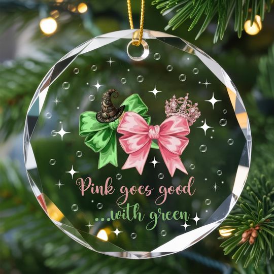Discover Pink Goes Good With Green Glass Ornament, Broadway Musicals Ornament, Broadway Gifts For Fan, Wicked Christmas Ornament, Gift For Her
