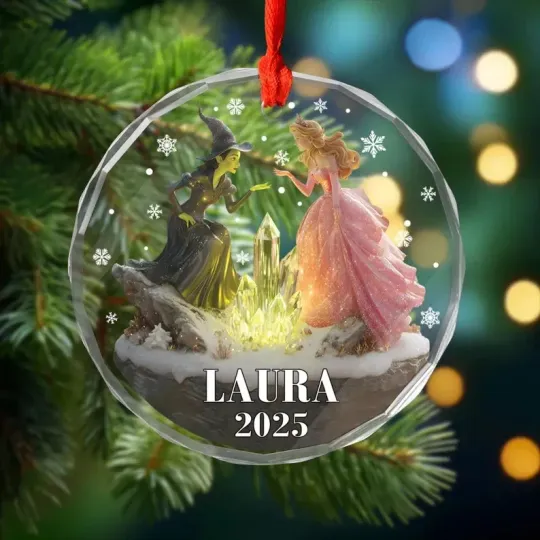 Personalized Wicked Glass Ornament 2025, Fantasy Ornament, Elphaba And Glinda
