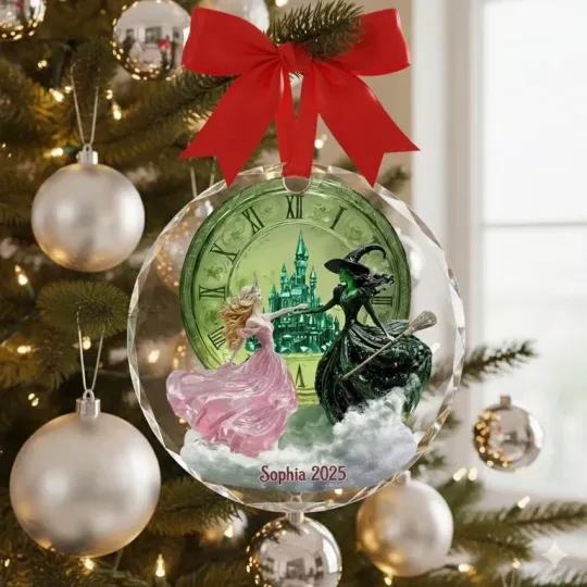 Personalized Wicked Ornament Elphaba and Glinda Christmas 2025 Glass Ornament