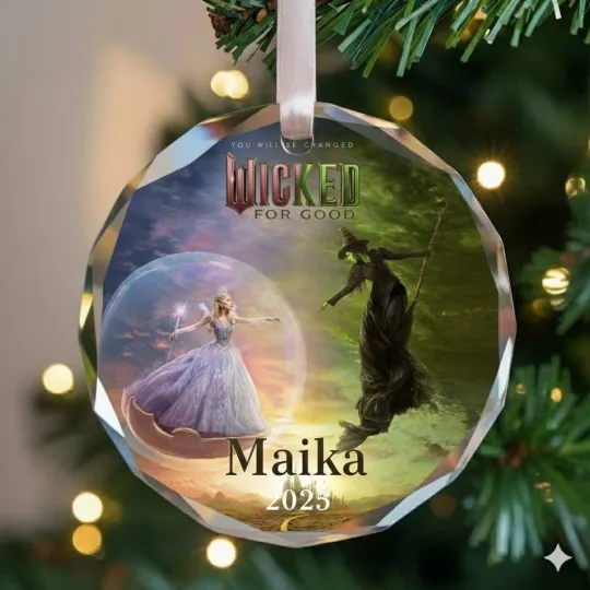 Wicked For Good Ornament, Broadway Glass Keepsake, Elphaba and Glinda