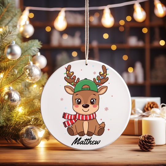 Discover Personalized Boy Kids Christmas Ornament, Custom Family Christmas Ornament, Funny Xmas Ornament, 2025 Christmas Decoration Gift- Yellowtail