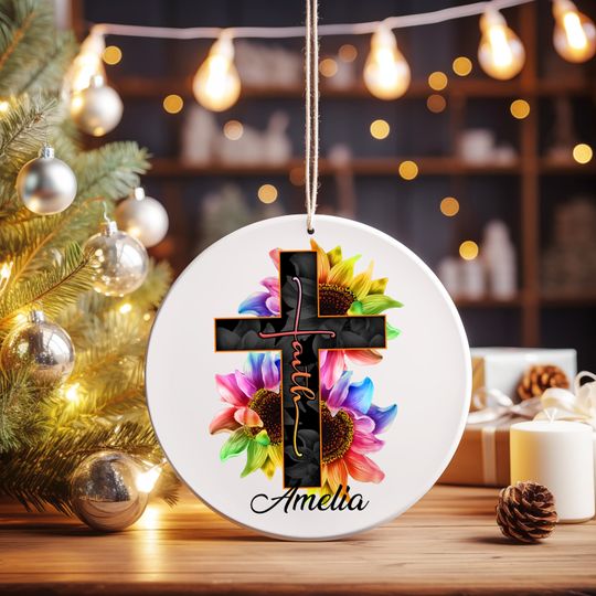Discover Religious Gifts, Christian Ornament, Faith Based Gift, Bible Verse, Christian 2025 gift, Catholic Gift, Cross Ornament, Jesus Ornament- Alex