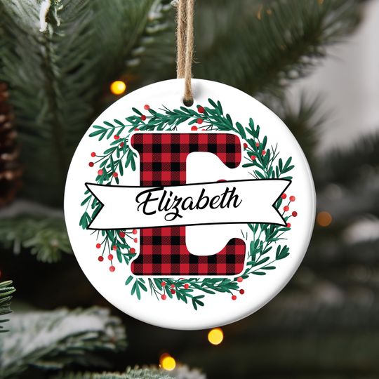 Discover Custom Monogram Alphabet Ornament, Family Christmas Ornament, Custom Initial Xmas Ornament, Personalized Christmas 2025 Decoration -Ananda
