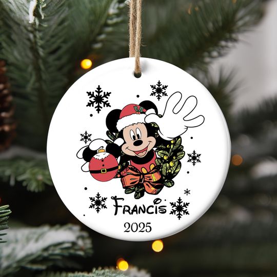 Discover Disney Mickey Christmas Ornament,Custom Mickey Decor, Disney Family Xmas Ornament, Disney 2025 Xmas Gift, Mickey and Friends Decor-Waltograp