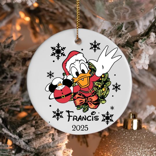 Discover Disney Donald Christmas Ornament, Custom Donald Decor, Disney Family Xmas Ornament, Disney 2025 Xmas Gift,Mickey and Friends Decor-Waltograp