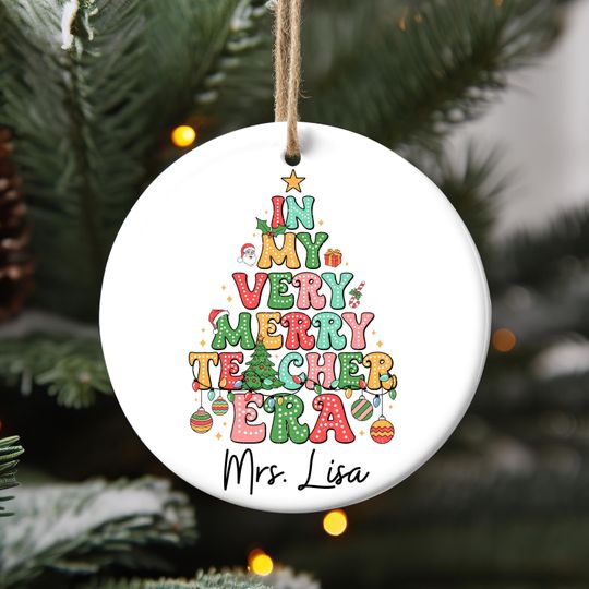 Discover Merry Teacher Era Christmas Ornament, Xmas Gift