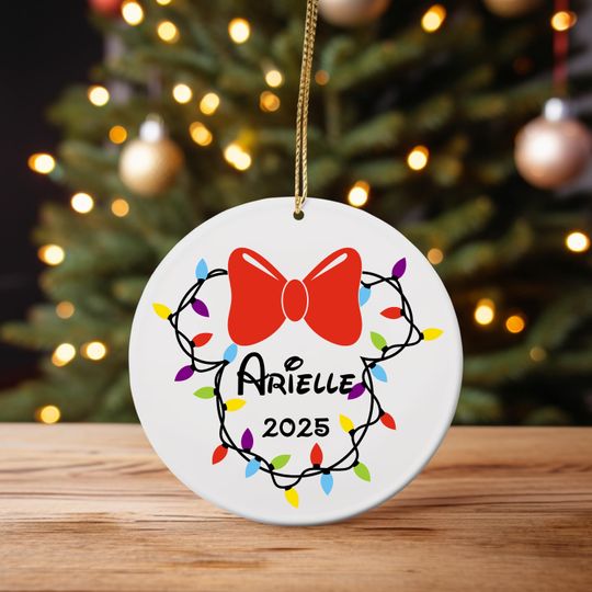 Discover Disney Christmas Lights Ornament, Custom Minnie Xmas Lights Ornament, Christmas Holiday Gift, Disney Xmas Family Couple Trip Decor-Disney
