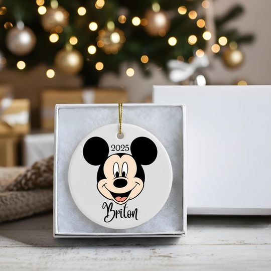 Discover Personalized Mickey Mouse Christmas Ornament, Mickey Ornament Gift, Disney Christmas Decoration Gift, 2025 Custom Name Ornament- Angelina