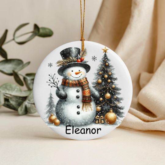 Discover Custom Christmas Snowman Ornament, Winter Snowman Decor, Snowman Xmas Ornament,  Christmas Family Holiday, Merry Christmas Ornament- Comic