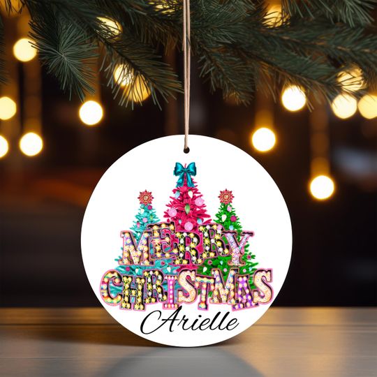 Discover Merry Christmas Trees Ornament, Christmas party Ornament, Xmas Family Vacation 2025 Decor, Cute Christmas Gift, Xmas lights Tree Decor- Alex