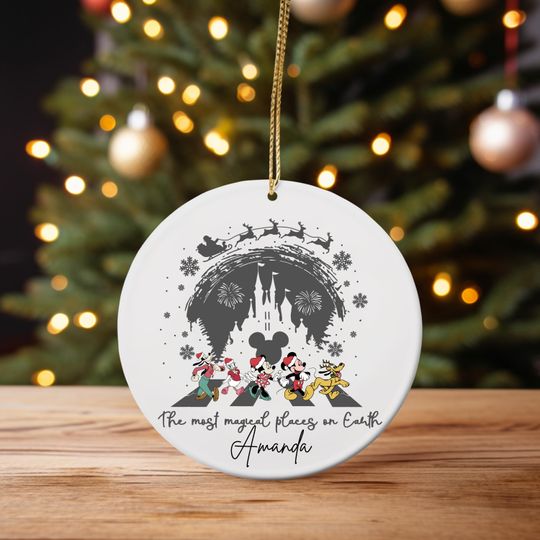 Discover Disney The Most Magical Place On Earth Ornament, Custom Family Xmas Ornament, Christmas Decor, Retro Mickey and Friends Xmas decor- Brittany
