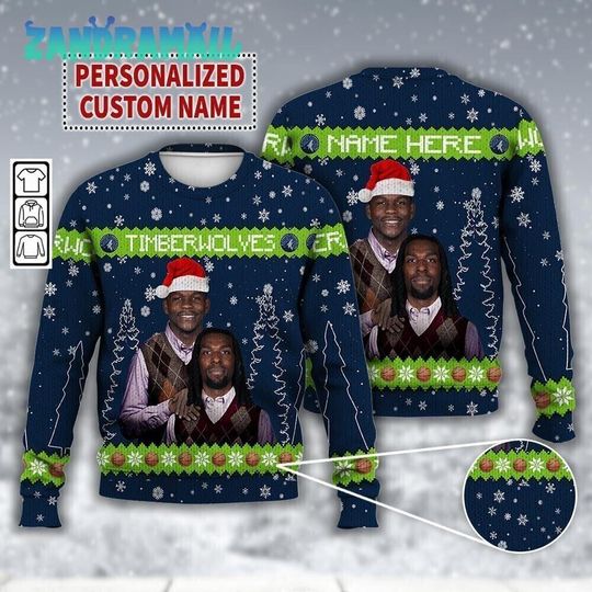 Discover Custom Naz Reid Anthony Edwards Minnesota Basketball Ugly Christmas Sweater, Wolves Bros Funny, Basketball Christmas Gifts Shirt