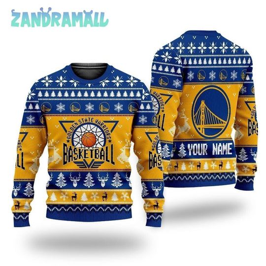 Personalized Golden State Basketball Ugly Sweater Christmas, Custom Basketball Unisex Shirt Gift For Warriors Fan