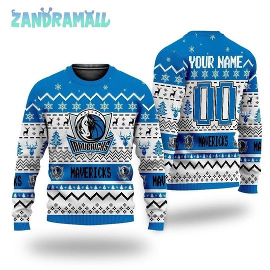 Discover Personalized Dallas Mavericks Basketball Ugly Sweater Christmas, Basketball Unisex Shirt Gift For Mavericks Fan