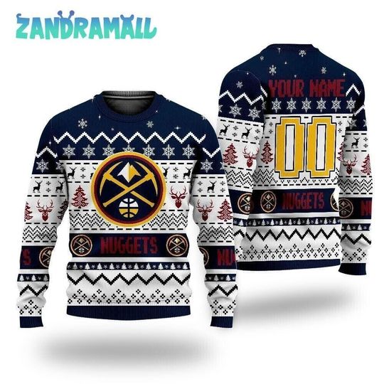 Personalized Denver Nuggets Basketball Ugly Sweater Christmas, Basketball Unisex Shirt Gift For Nuggets Fan