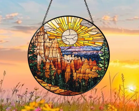 Bryce Canyon National Park Stained Glass Suncatcher Decor, United States National Park Gift