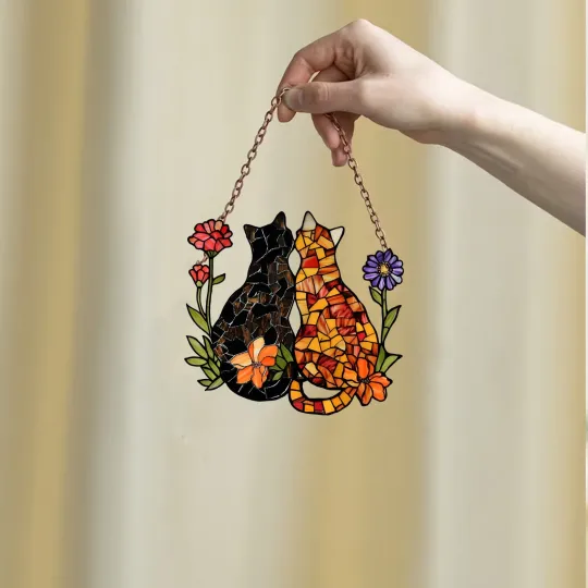 Discover Personalized Cat Acrylic Suncatcher for Window Decor, Cat Lover Gift
