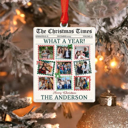Discover Custom Photo What A Year Ornaments - Personalized The Christmas Times Newspaper Ornament, Family Keepsake Gift, Christmas Decoration