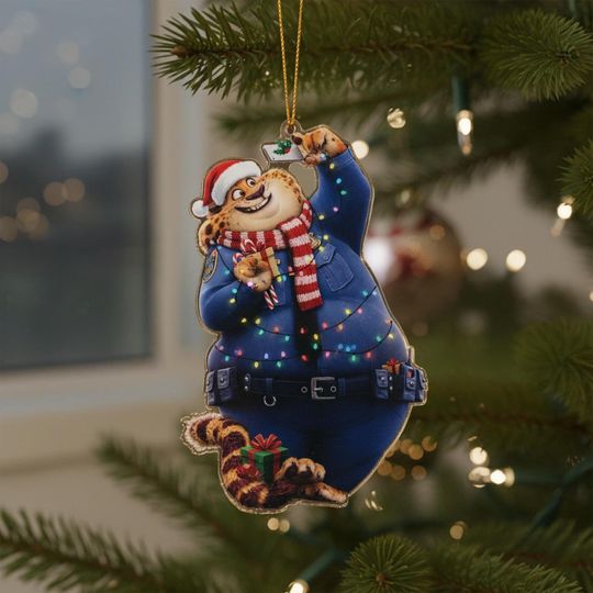 Discover Personalized Zootopia 2 Christmas Ornament, Zootopia 2025 Keepsake, Officer Clawhauser Christmas Tree Decor, Disney Cartoon Gift Thcl-1454