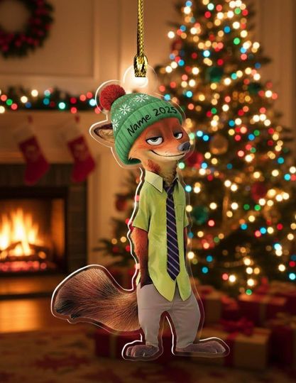 Discover Personalized Nick Wilde Christmas Ornament, Christmas 2025 Ornament, Disney Christmas Gift, Zootopia Xmas Ornament Gift ZZ635