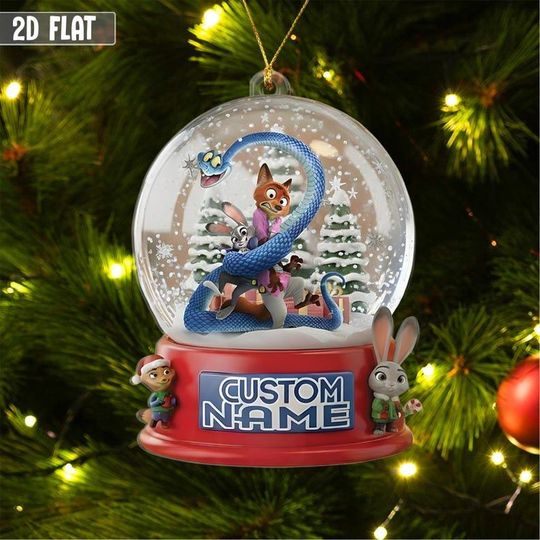 Discover Custom Name Zootopia Nick Judy Couple Christmas Ornament, Personalized Disney Zootopia Acrylic Ornament, Zootopia Ornament,Couple Ornament