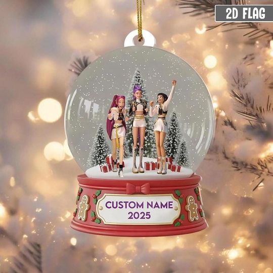 Discover Custom Name Year KPOP Ornament, KPOP Christmas Keepsake, Huntrix Ornament, Mira Rumi Zoey Ornament, Demon Hunters Custom Ornament for Her